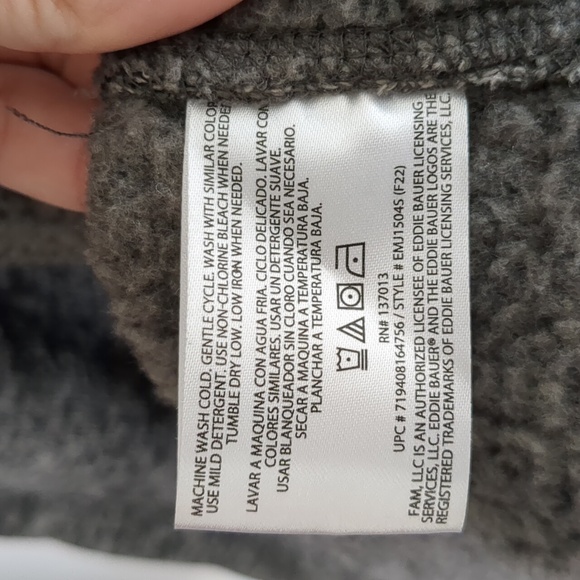 Eddie Bauer Men's 1/4 Zip Sweater Pullover Fleece Lined Heather Gray Size XL - Picture 13 of 14